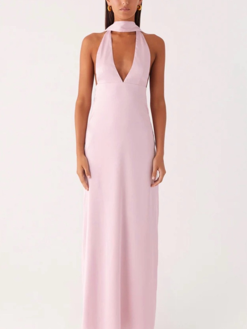 NOT SELLING - IN SEARCH OF Peppermayo Pale Pink Halter V-Neck Maxi Dress